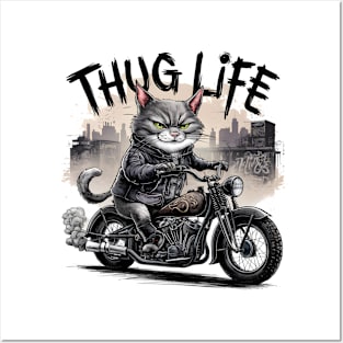 Thug Life Cat Motorcycle Chopper Fan Art Posters and Art